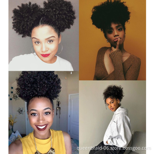 Short Ponytail High Hair Puff Clip in Chignon Bun Hairpiece Afro Kinky Curly Synthetic Drawstring ponytail Hair Extensions